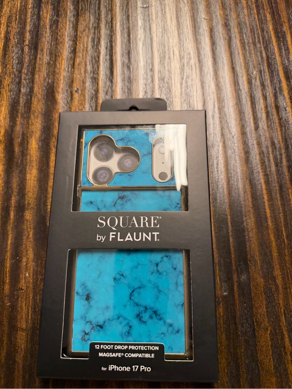 SQUARE by FLAUNT Turquoise Marble iPhone 17 Pro Case